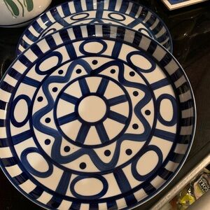 Dansk Blue and White Ceramic Dinner Plates (2)